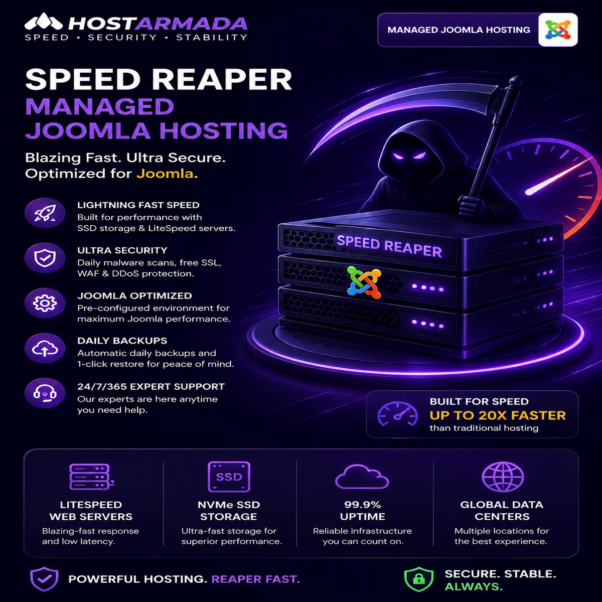 HostArmada Speed Reaper Managed Joomla Hosting – 36-Month Initial Term