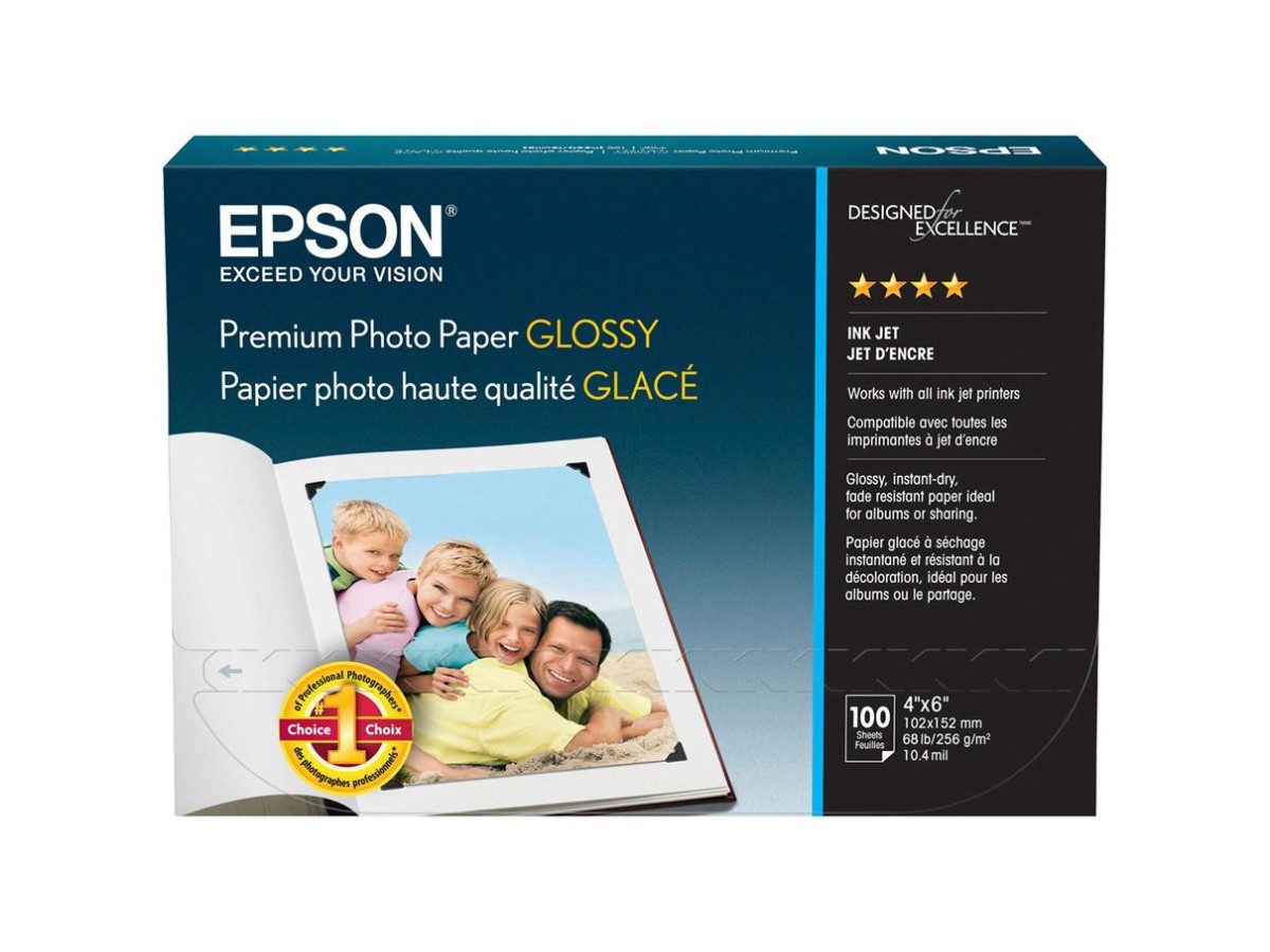 Epson Premium Glossy Photo Paper – 4" x 6", 100 Sheets – S041727