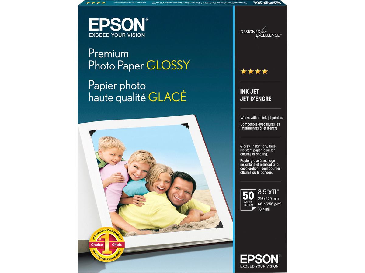 Epson Premium Glossy Photo Paper – Letter 8.5" x 11", 50 Sheets – S041667